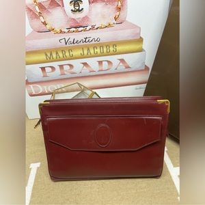 CARTIER Bordeaux Smooth Patent Leather Clutch